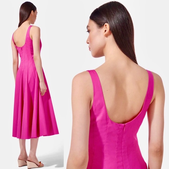 🌺🎉HP🎉🌺 NWT Staud Wells Midi Dress Peony - Picture 8 of 16